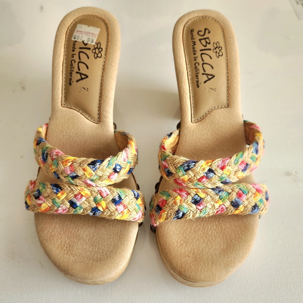 New SBICCA Shoes slip on sandals. Platform. Genuine leather footbed.! Size 7 - Picture 2 of 6